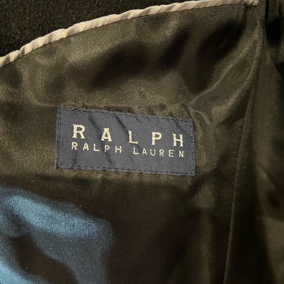 Vintage Ralph Lauren 40S Pea Coat Trench Black Fabric Acetate Blend - Picture 11 of 16